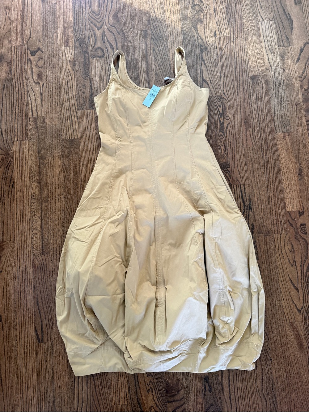 Loft Sleeveless Bubble Hem Dress in Khaki